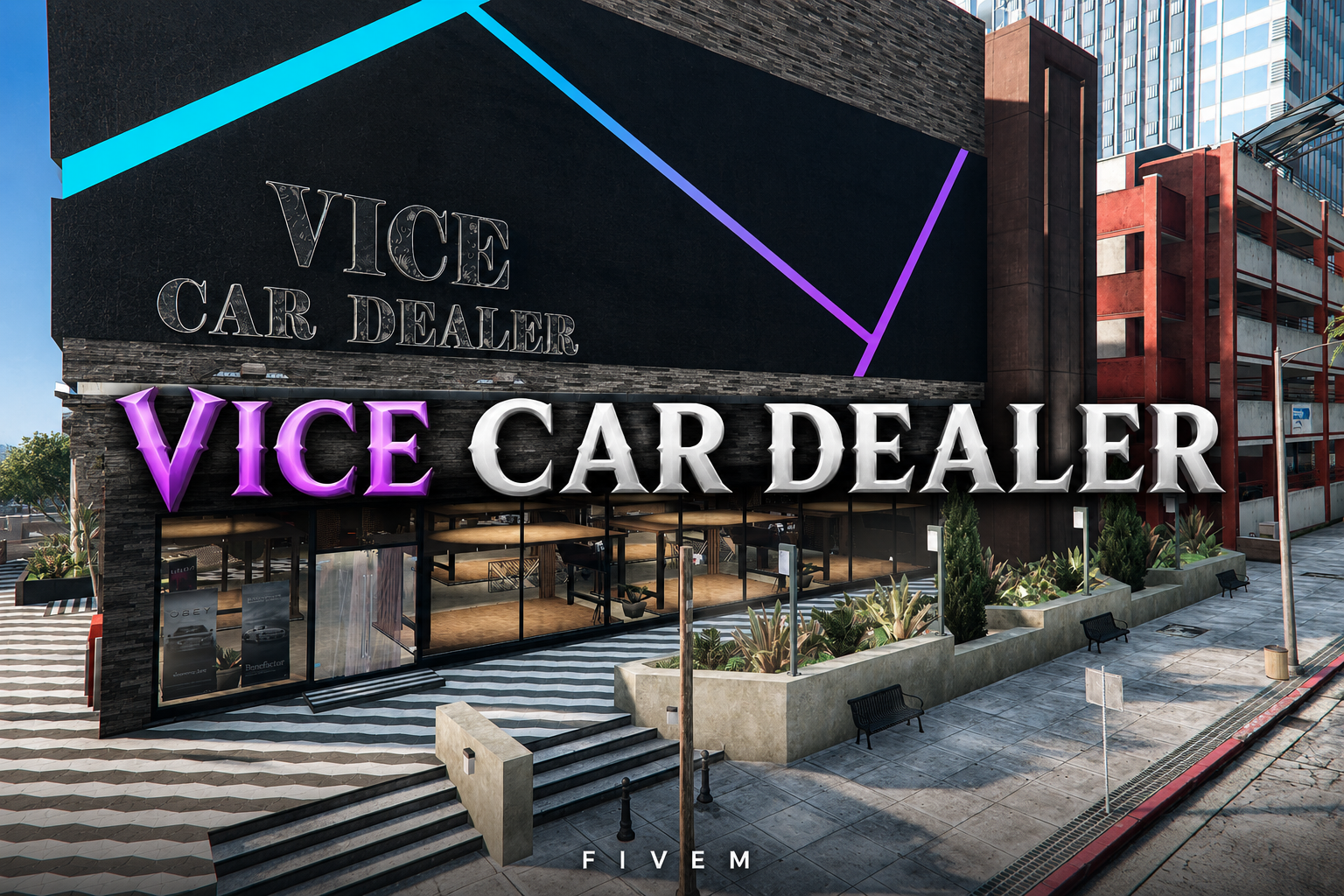 FIVEM Vice Car Dealer | Luxury Car Dealership MLO | Interior & Exterior | Modern Design | Showroom & Offices | Add-On | Optimized | Fivem Ready | High Quality