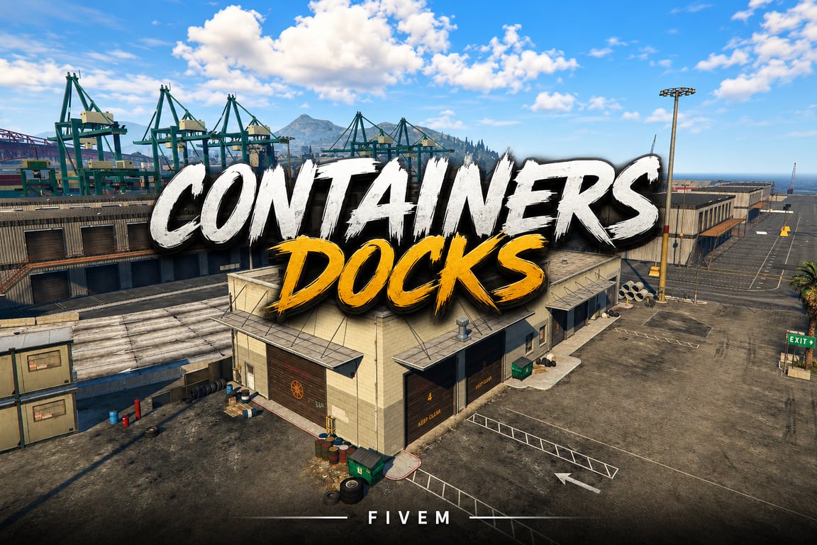 FIVEM Containers Docks | Expansive Dockyard MLO | Multiple Warehouses | Interior & Exterior | Add-On | Optimized | Fivem Ready | High Quality