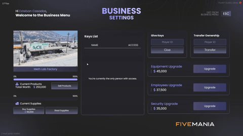 FIVEM Illegal Business | Advanced Crime & Business Management System | Multiple Business Types | Upgrades & Ownership | UI & MLO Integration | Add-On | Optimized | Fivem Ready | High Quality, image 22