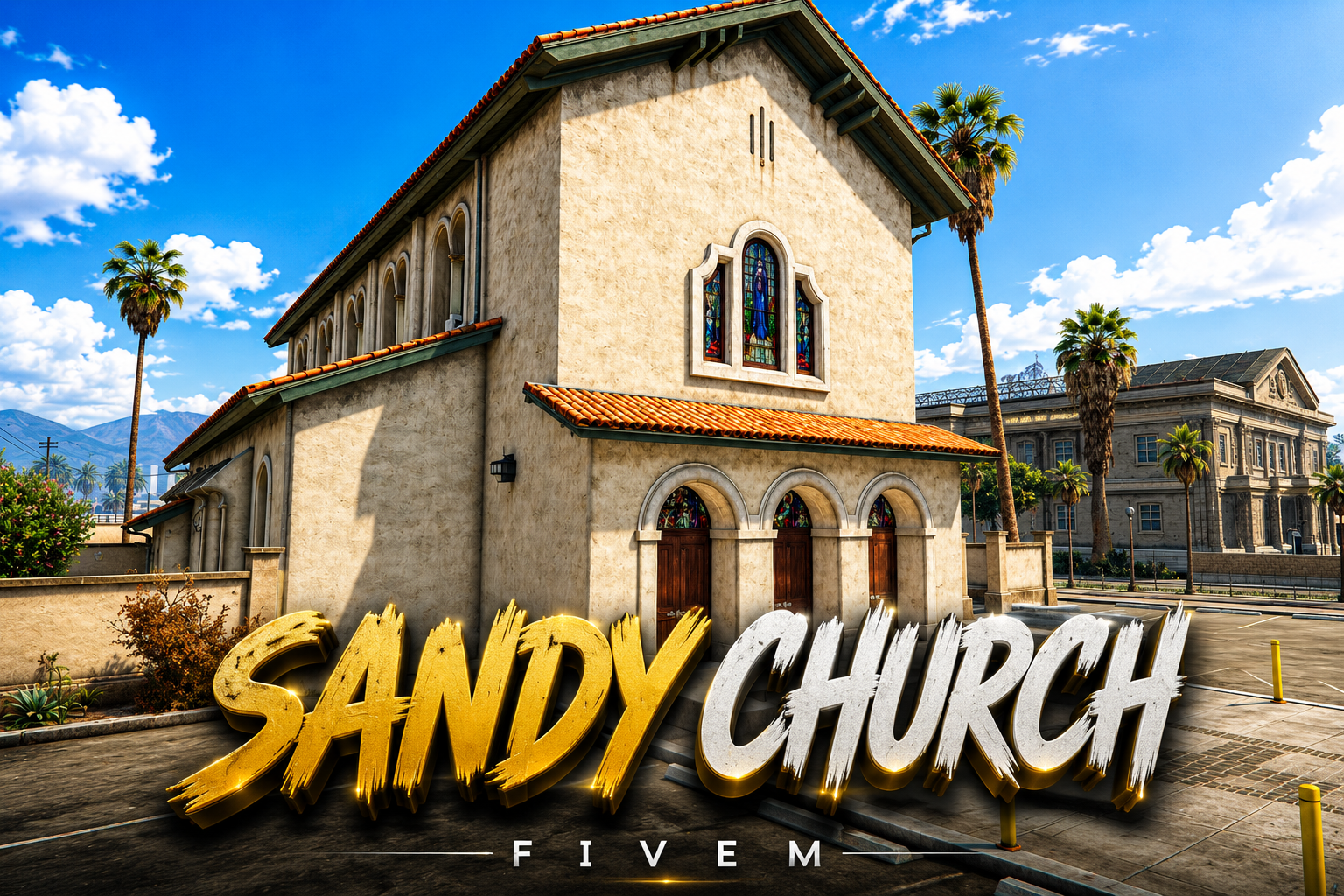 FIVEM Sandy Church | Detailed Church MLO | Interior & Exterior | Full Basement | Graveyard | Add-On | Optimized | Fivem Ready | High Quality
