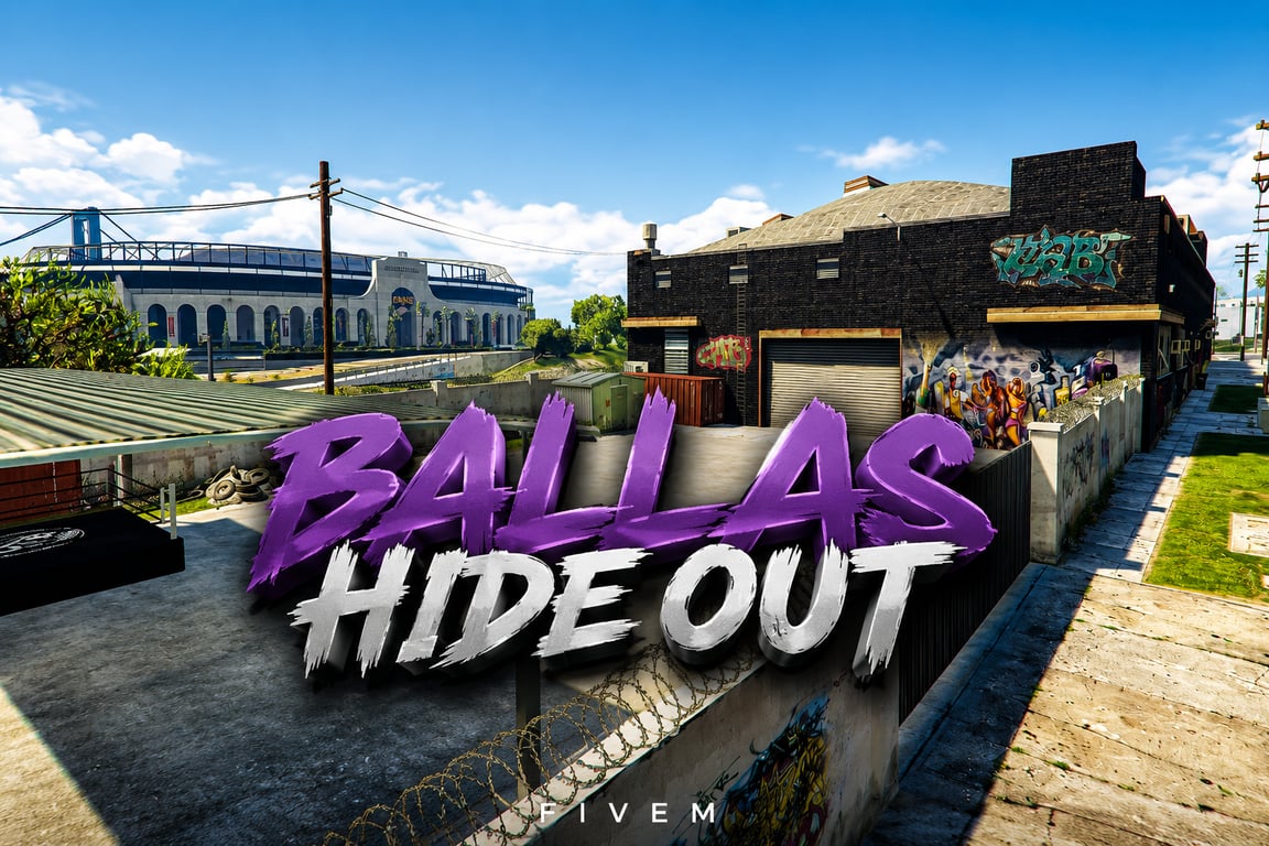 FIVEM Ballas Hide Out | Custom Gang Hideout MLO | Interior & Exterior | Custom Graffiti | Lounge & Garage | Add-On | Optimized | Fivem Ready | High Quality