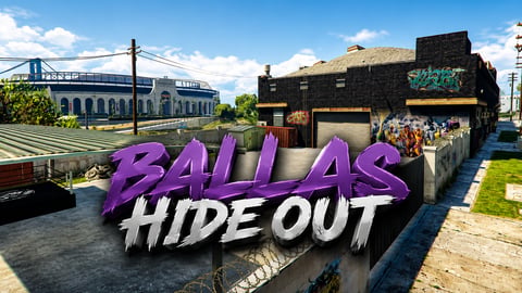 FIVEM Ballas Hide Out | Custom Gang Hideout MLO | Interior & Exterior | Custom Graffiti | Lounge & Garage | Add-On | Optimized | Fivem Ready | High Quality cover