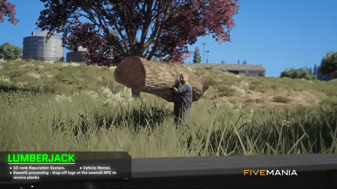 FIVEM Lumberjack Job Script | Realistic Job Script | Reputation System | Vehicle Rental | Sawmill Processing | Multiple Locations | Weapon Durability | Log Transport | Add-On | Optimized | Fivem Ready | High Quality, image 5