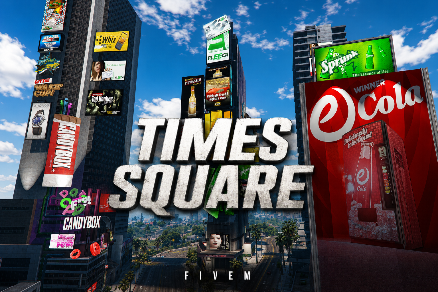 FIVEM Times Square | Iconic Urban Map Edit | Animated Billboards | Dynamic Lighting | Add-On | Optimized | Fivem Ready | High Quality