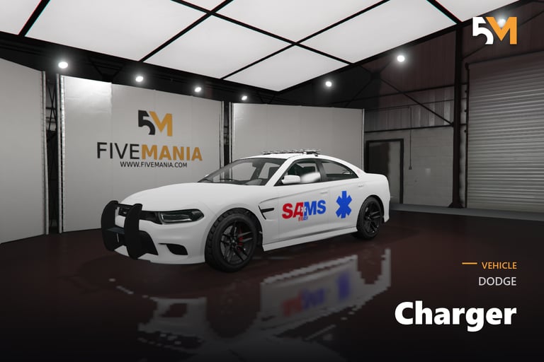 FIVEM Dodge Charger, Emergency EMS Vehicle [Unbadged] Add-On