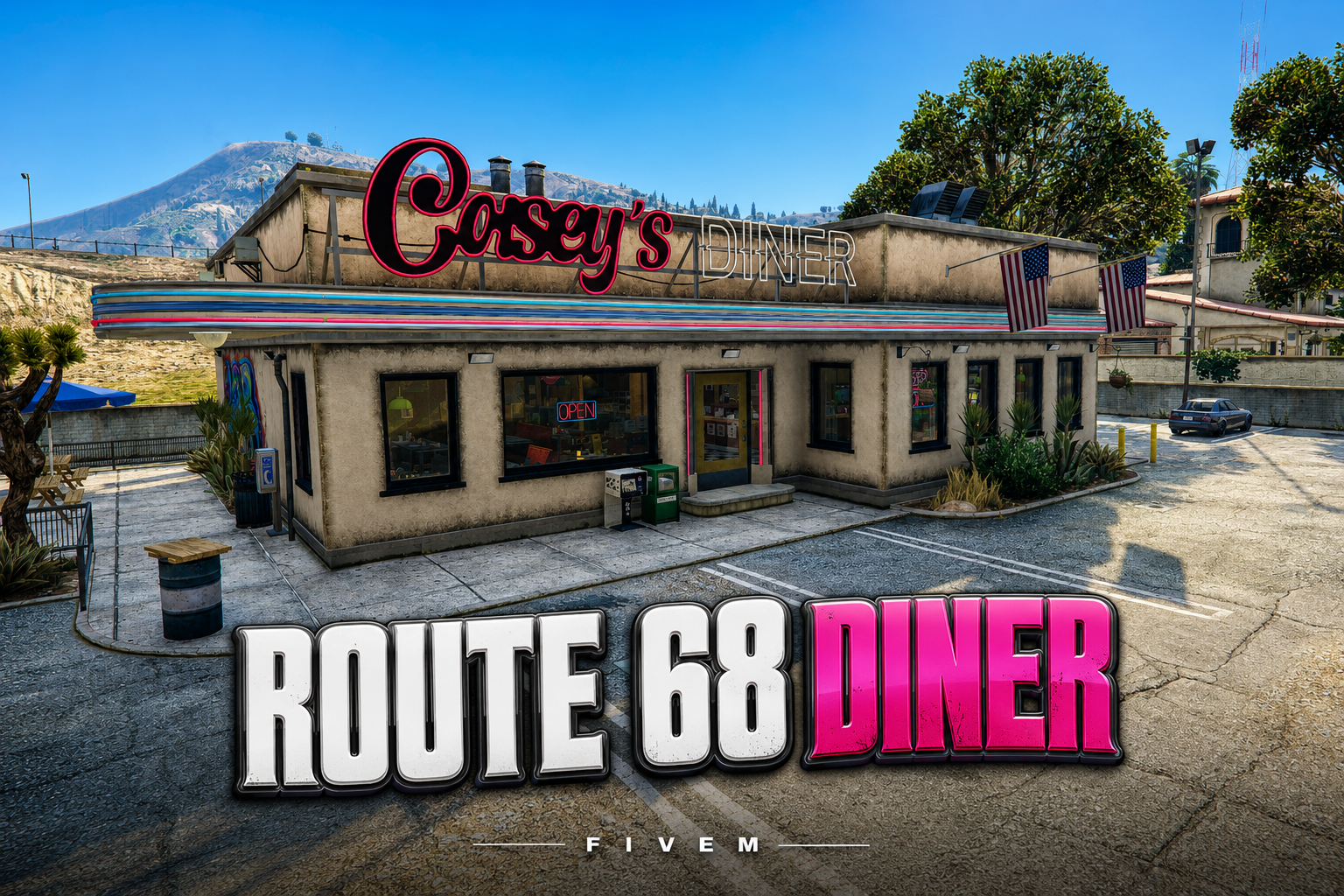 FIVEM Route 68 Diner | Classic American Diner MLO | Interior & Exterior | Detailed Kitchen | Office & Restrooms | Add-On | Optimized | Fivem Ready | High Quality