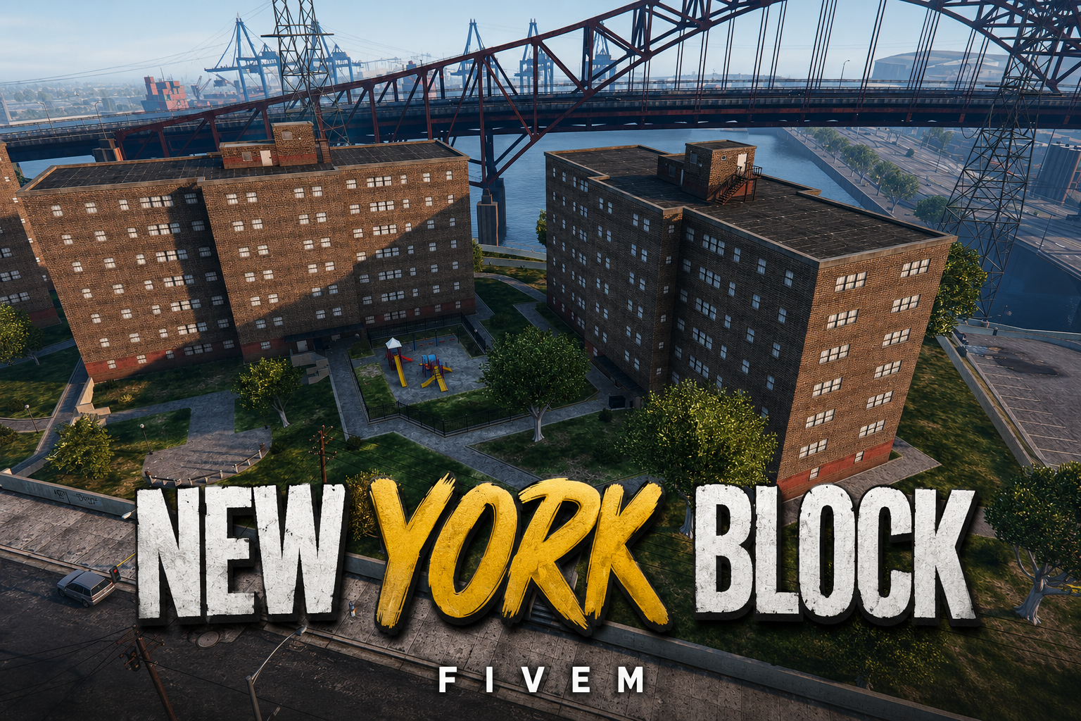 FIVEM New York Block | Urban Apartment Complex MLO | Basketball Court | Playground | Detailed Exterior | Add-On | Optimized | Fivem Ready | High Quality
