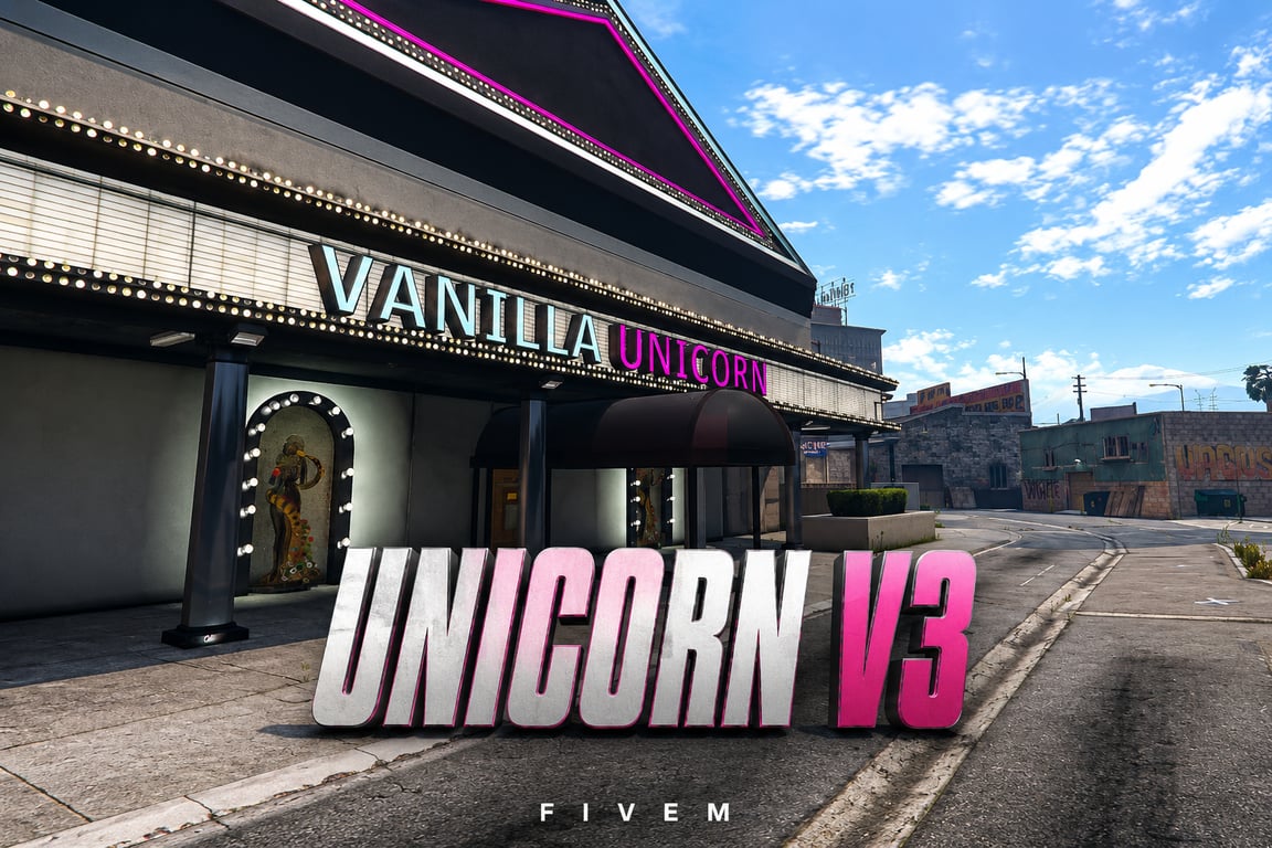 FIVEM Unicorn V3 | Iconic Nightclub MLO | Interior & Exterior | Custom Props | Optimized Lighting | Add-On | Optimized | Fivem Ready | High Quality