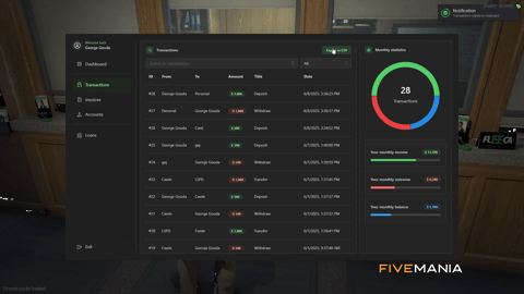 FIVEM Advanced Banking | Comprehensive Banking System | Dashboard & Transactions | Accounts & Loans | Card Hacking | Add-On | Optimized | Fivem Ready | High Quality, image 7