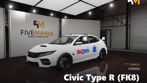 FIVEM Honda Civic Type R (FK8) | Lore Friendly EMS Vehicle Add-On | Working Emergency Lights | Custom Liveries | HQ Interior | Optimized | Fivem Ready | High Quality cover