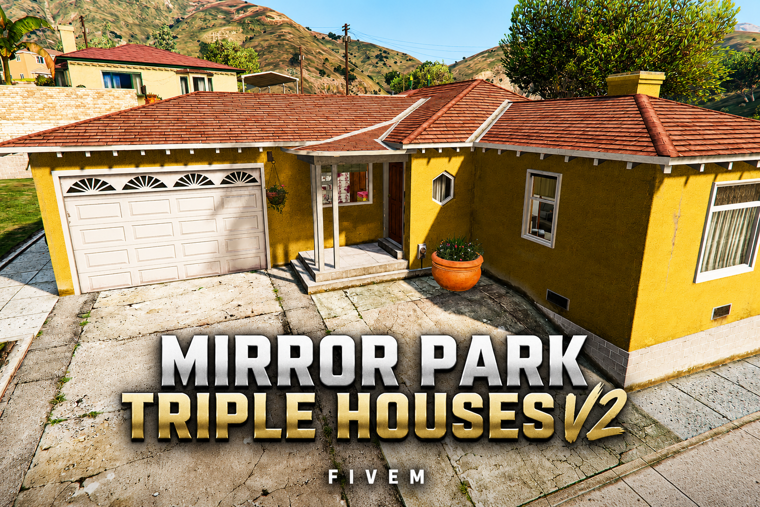 FIVEM Mirror Park Triple Houses V2 | Residential MLO Pack | Interior & Exterior | Multiple Houses | Custom Props | Add-On | Optimized | Fivem Ready | High Quality