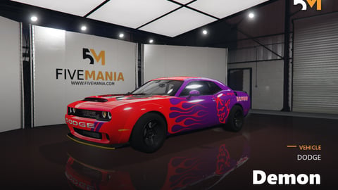 FIVEM Dodge Demon | Realistic Sports Car [Badged] Add-On | Flames & Custom Livery | Fivem Ready | High Quality cover