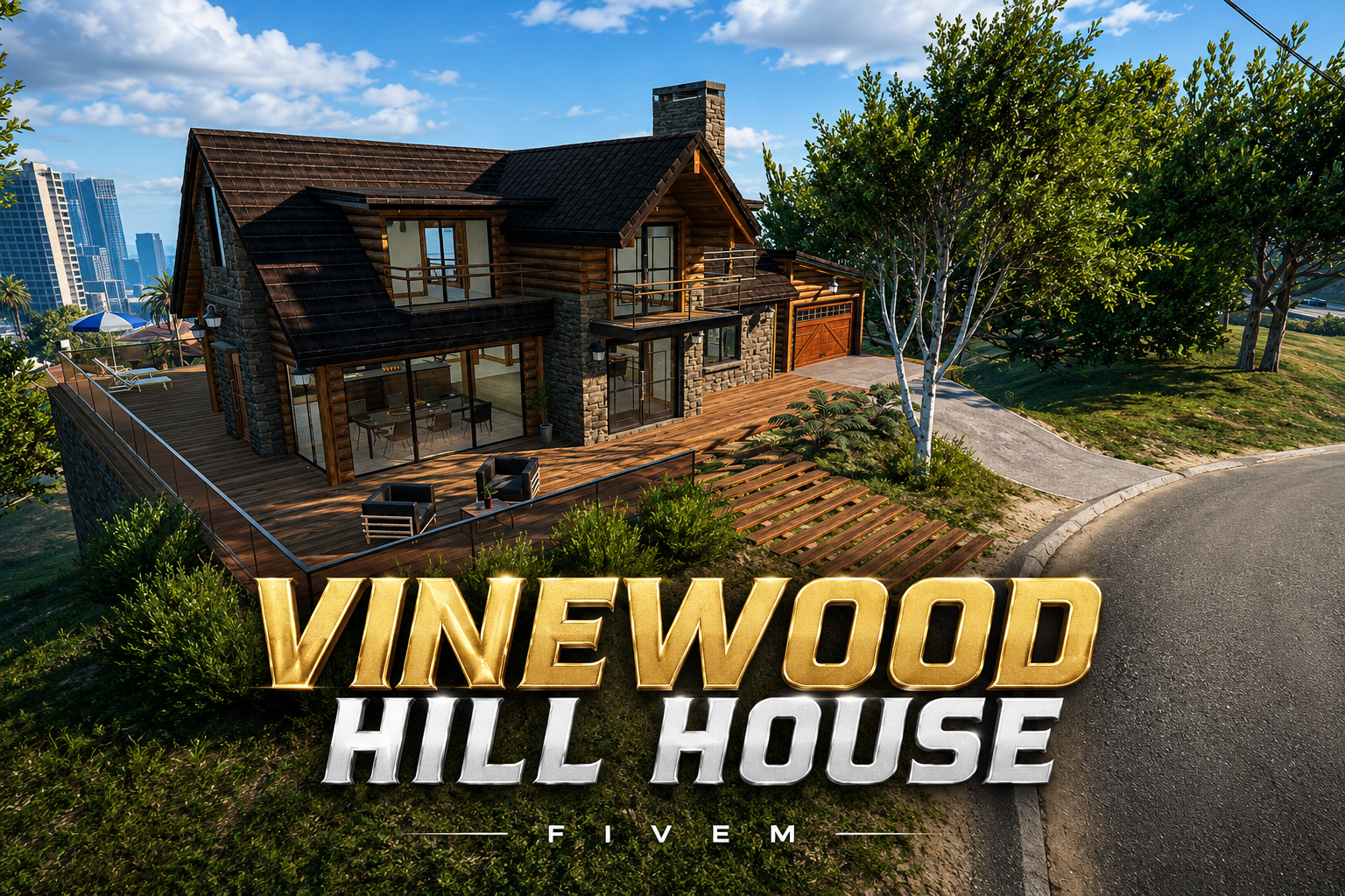 FIVEM Vinewood Hill House | Luxury Hillside MLO | Interior & Exterior | Swimming Pool | Custom Props | Add-On | Optimized | Fivem Ready | High Quality
