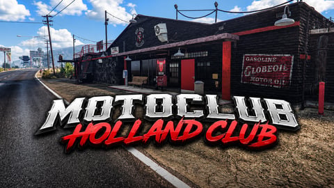 FIVEM Motoclub Holland Club | Motoclub Clubhouse & Garage MLO | Interior & Exterior | Bar & Lounge | Mechanic Garage | Custom Props | Add-On | Optimized | Fivem Ready | High Quality cover