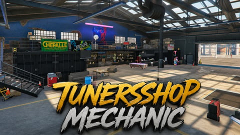 FIVEM Tunersshop Mechanic | Custom Mechanic Shop MLO | Interior & Exterior | Tuning Bays | Lounge Area | Office Space | Add-On | Optimized | Fivem Ready | High Quality cover