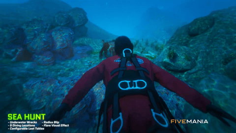 FIVEM Sea Hunt Diving Script | Immersive Underwater Activity Script | Underwater Wrecks & Loot | 9 Locations | Group Missions | Seashark Rental | Add-On | Optimized | Fivem Ready | High Quality, image 8