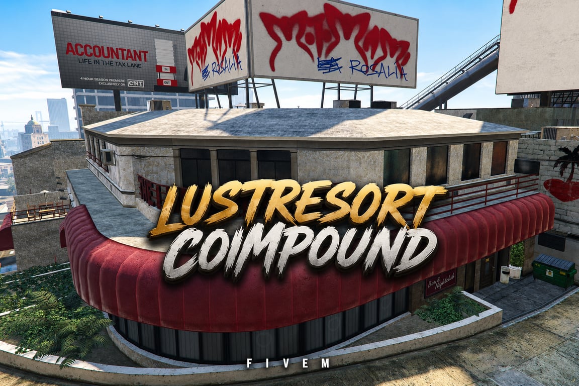 FIVEM Lustresort Compound | Exclusive Nightclub MLO | Interior & Exterior | DJ Booth | Bar Area | Add-On | Optimized | Fivem Ready | High Quality