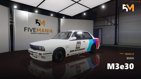 FIVEM BMW M3e30 | Realistic Sports Car [Badged] Add-On | Liveries | Interior & Exterior | Working Lights | Optimized | Fivem Ready | High Quality cover