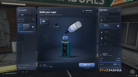FIVEM Cloud Nine Vapes Script | Realistic Vaping System | Custom UI | Vape Shop | Refillable E-Liquids | Add-On | Optimized | Fivem Ready | High Quality, image 12