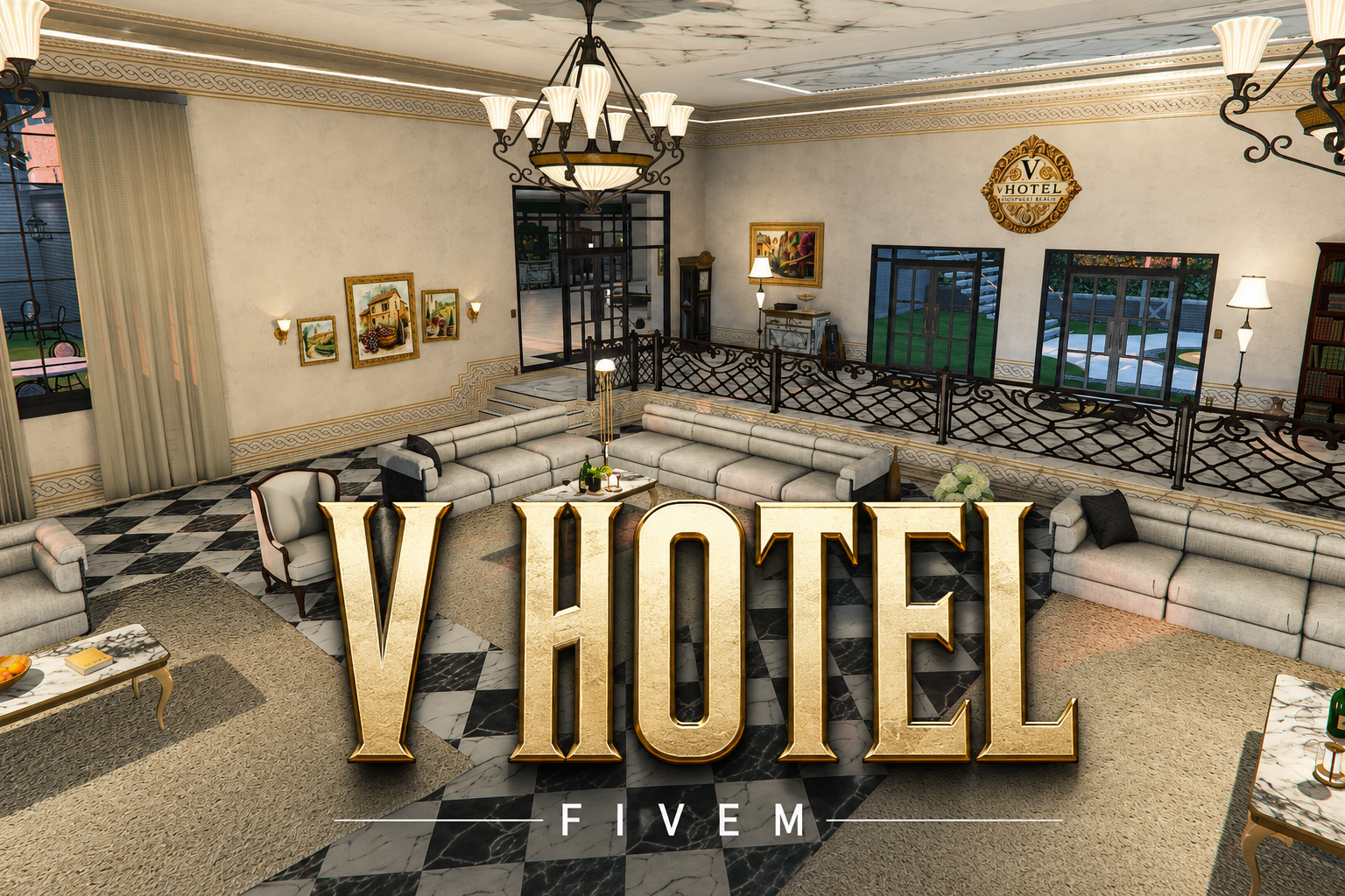 FIVEM V Hotel | Luxury Hotel MLO | Interior & Exterior | Multiple Rooms | Conference Room | Pool Table | Add-On | Optimized | Fivem Ready | High Quality