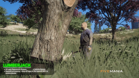 FIVEM Lumberjack Job Script | Realistic Job Script | Reputation System | Vehicle Rental | Sawmill Processing | Multiple Locations | Weapon Durability | Log Transport | Add-On | Optimized | Fivem Ready | High Quality, image 4