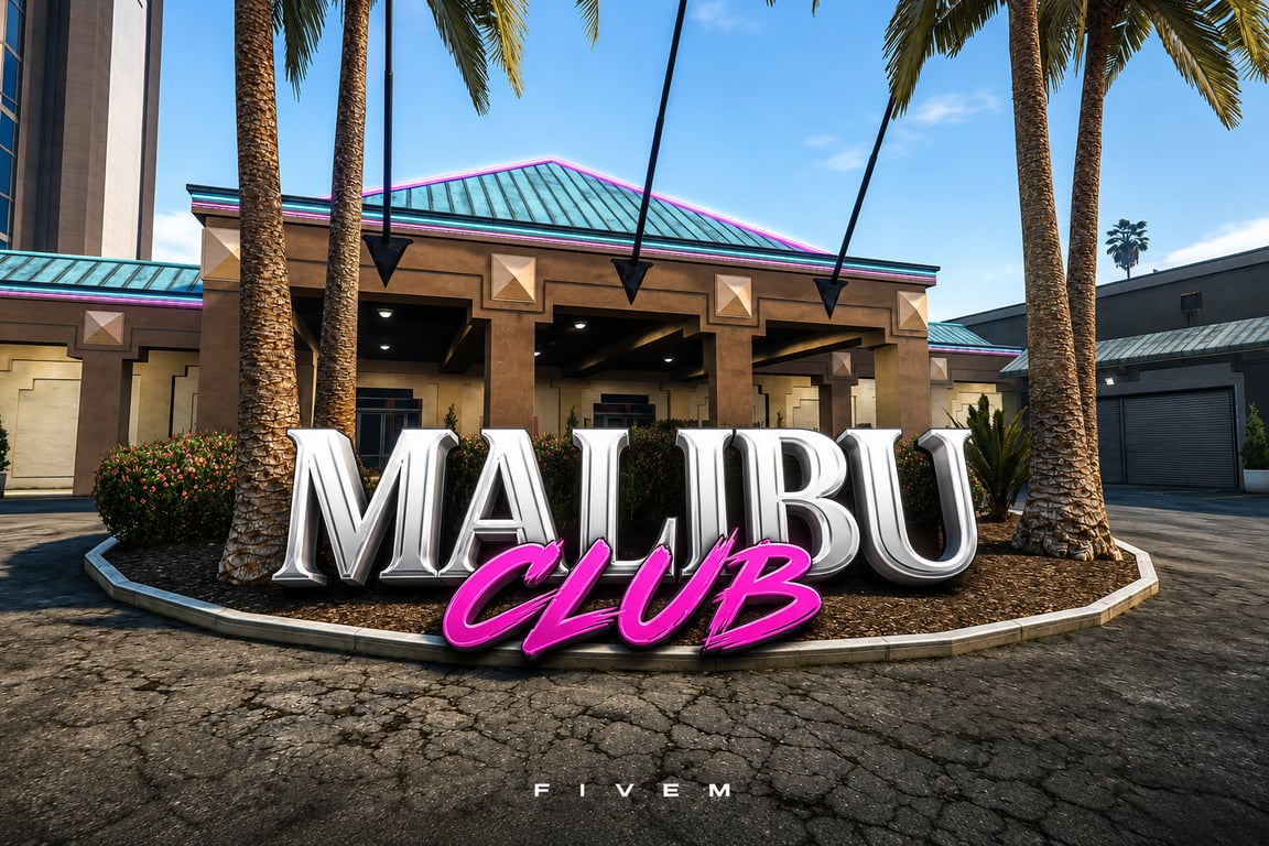 FIVEM Malibu Club | Vibrant Nightclub MLO | Interior & Exterior | DJ Booth | Bar Area | Neon Lighting | Add-On | Optimized | Fivem Ready | High Quality