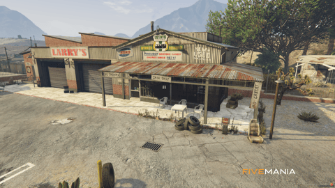 FIVEM Larry's Mechanic | Desert Mechanic Shop MLO | Interior & Exterior | Waiting Area | Office Space | Garage Bays | Add-On | Optimized | Fivem Ready | High Quality — image 2