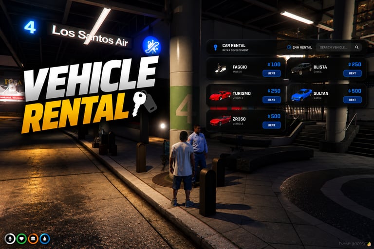 FIVEM Vehicle Rental, Multiple Vehicle Options