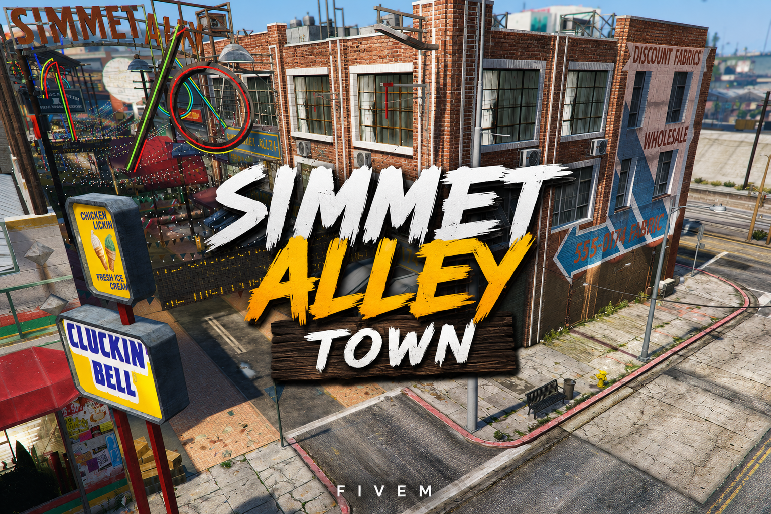 FIVEM Simmet Alley Town | Vibrant Alleyway & Nightlife Hub | Interior & Exterior | Multiple Businesses | Nightclub MLO | Add-On | Optimized | Fivem Ready | High Quality