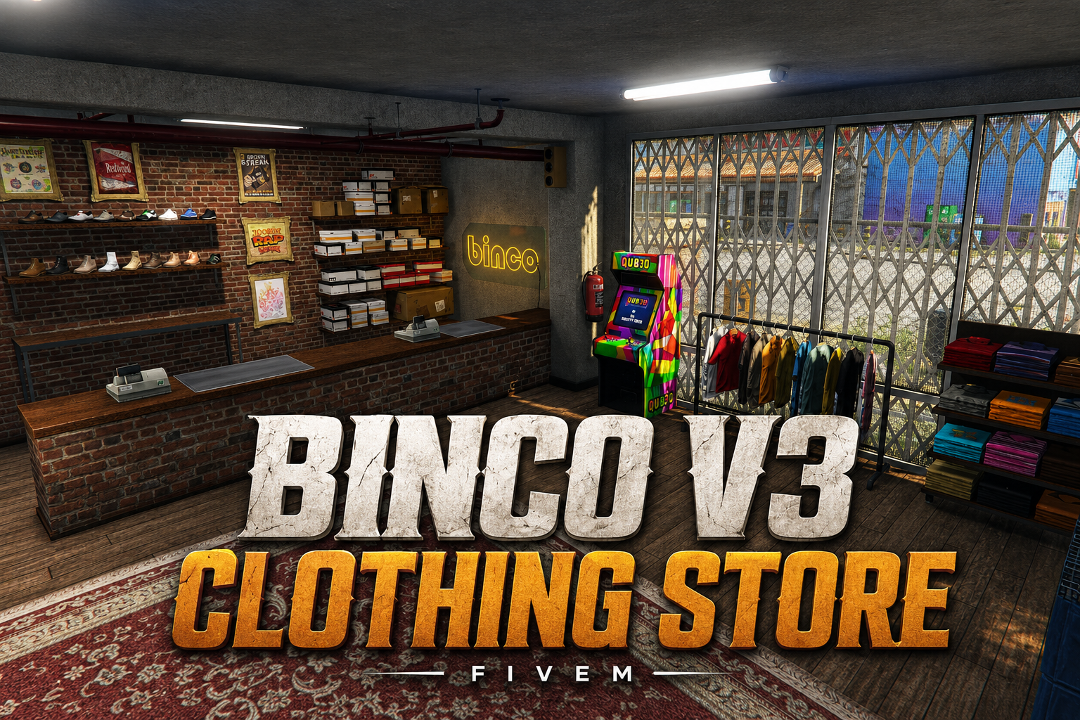 FIVEM Binco V3 Clothing Store | Custom Clothing Store MLO | Interior & Exterior | Detailed Props | Clothing Displays | Add-On | Optimized | Fivem Ready | High Quality