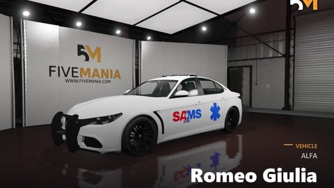 FIVEM Alfa Romeo Giulia | Lore Friendly EMS Sedan | Working Emergency Lights | Push Bar | Custom Livery | Add-On | Optimized | Fivem Ready | High Quality cover