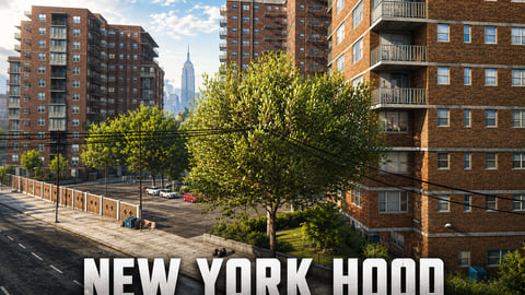 FIVEM New York Hood | Urban Neighborhood Map Edit | Apartment Buildings | Skate Park | Basketball Court | Detailed Environment | Add-On | Optimized | Fivem Ready | High Quality cover