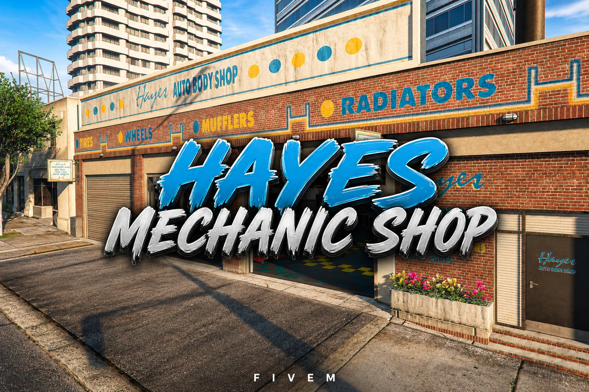 FIVEM Hayes Mechanic Shop | Custom Mechanic Shop MLO | Interior & Exterior | Repair Bays | Office & Waiting Area | Add-On | Optimized | Fivem Ready | High Quality