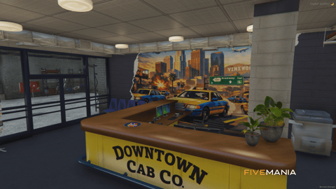 FIVEM Downtown Cab Co | Functional Taxi Company MLO | Interior & Exterior | Reception Area | Office Space | Garage | Add-On | Optimized | Fivem Ready | High Quality — image 9