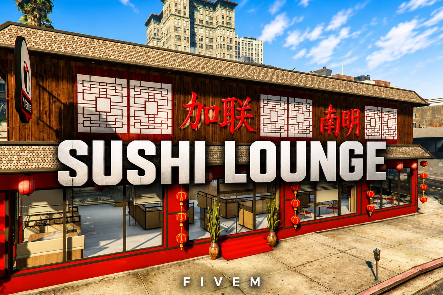 FIVEM Sushi Lounge | Modern Sushi Restaurant MLO | Interior & Exterior | Full Kitchen | Office Space | Add-On | Optimized | Fivem Ready | High Quality
