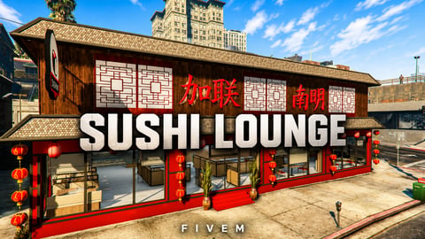 FIVEM Sushi Lounge | Modern Sushi Restaurant MLO | Interior & Exterior | Full Kitchen | Office Space | Add-On | Optimized | Fivem Ready | High Quality cover