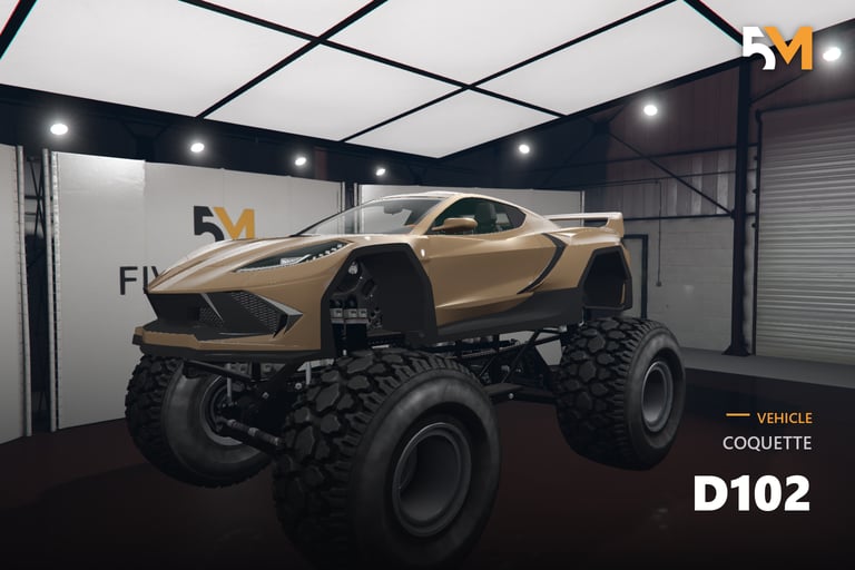 FIVEM Coquette D102, Monster Truck Sports Car Add-On