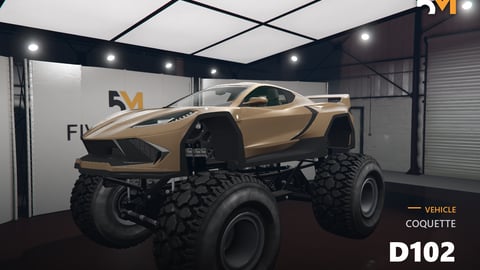 FIVEM Coquette D102 | Monster Truck Sports Car Add-On | Custom Suspension | Big Wheels | Interior & Exterior | Add-On | Optimized | Fivem Ready | High Quality cover
