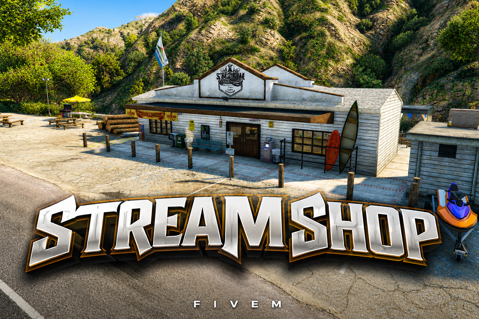 FIVEM Stream Shop | Lakeside Water Sports MLO | Interior & Exterior | Locker Room & Office | Add-On | Optimized | Fivem Ready | High Quality