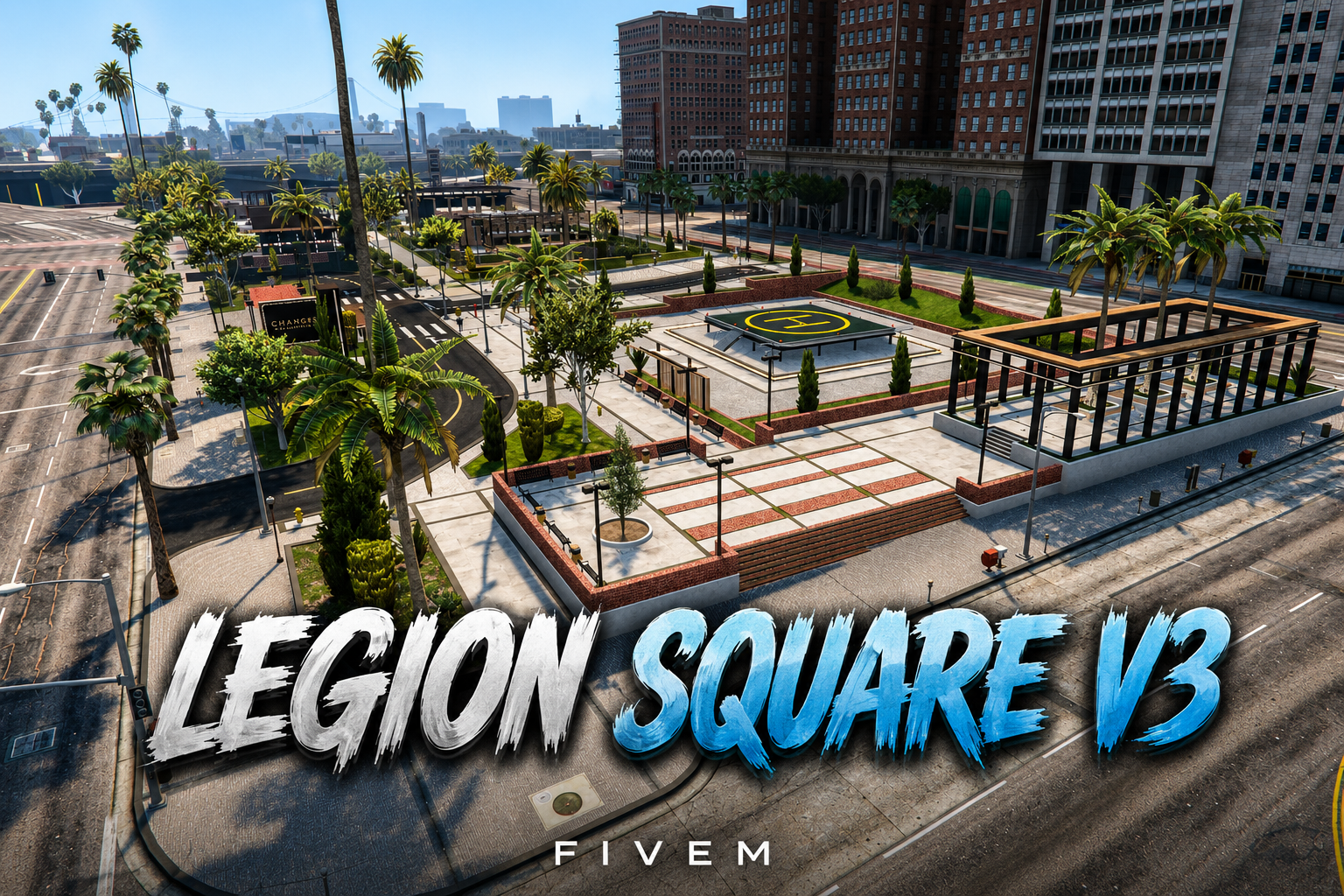 FIVEM Legion Square V3 | Revitalized City Hub Map Edit | Bank MLO | Gas Station | Outdoor Seating | Helipad | Add-On | Optimized | Fivem Ready | High Quality