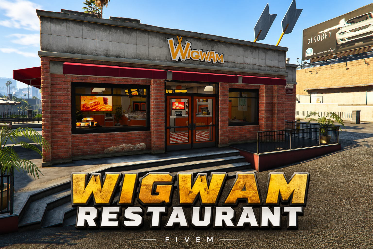 FIVEM Wigwam Restaurant | Classic Diner MLO | Interior & Exterior | Full Kitchen | Office Space | Add-On | Optimized | Fivem Ready | High Quality