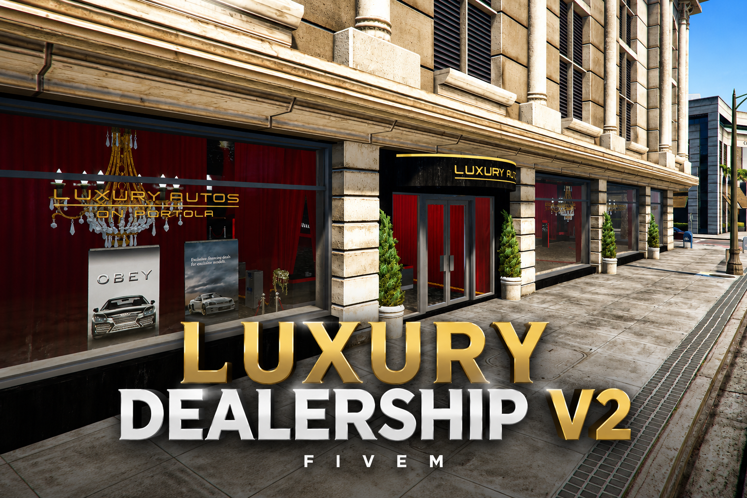 FIVEM Luxury Dealership V2 | Premium Car Showroom MLO | Interior & Exterior | Multiple Offices | Custom Props | Add-On | Optimized | Fivem Ready | High Quality