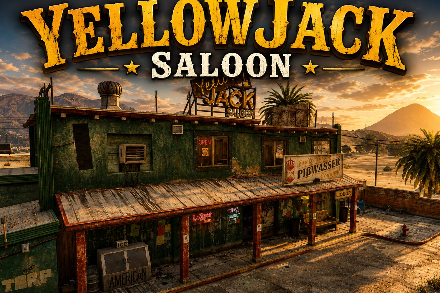 FIVEM Yellowjack Saloon | Rustic Bar & Saloon MLO | Interior & Exterior | Pool Table & Custom Props | Add-On | Optimized | Fivem Ready | High Quality