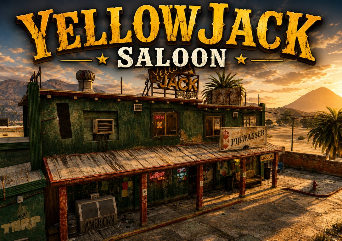 FIVEM Yellowjack Saloon | Rustic Bar & Saloon MLO | Interior & Exterior | Pool Table & Custom Props | Add-On | Optimized | Fivem Ready | High Quality