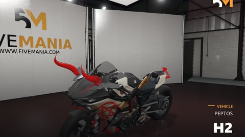 FIVEM Peptos H2 | Custom Devil Sport Bike [Unbadged] Add-On | Devil Horns & Tail | Custom Decals | Mounted Weapon Prop | Optimized | Fivem Ready | High Quality cover