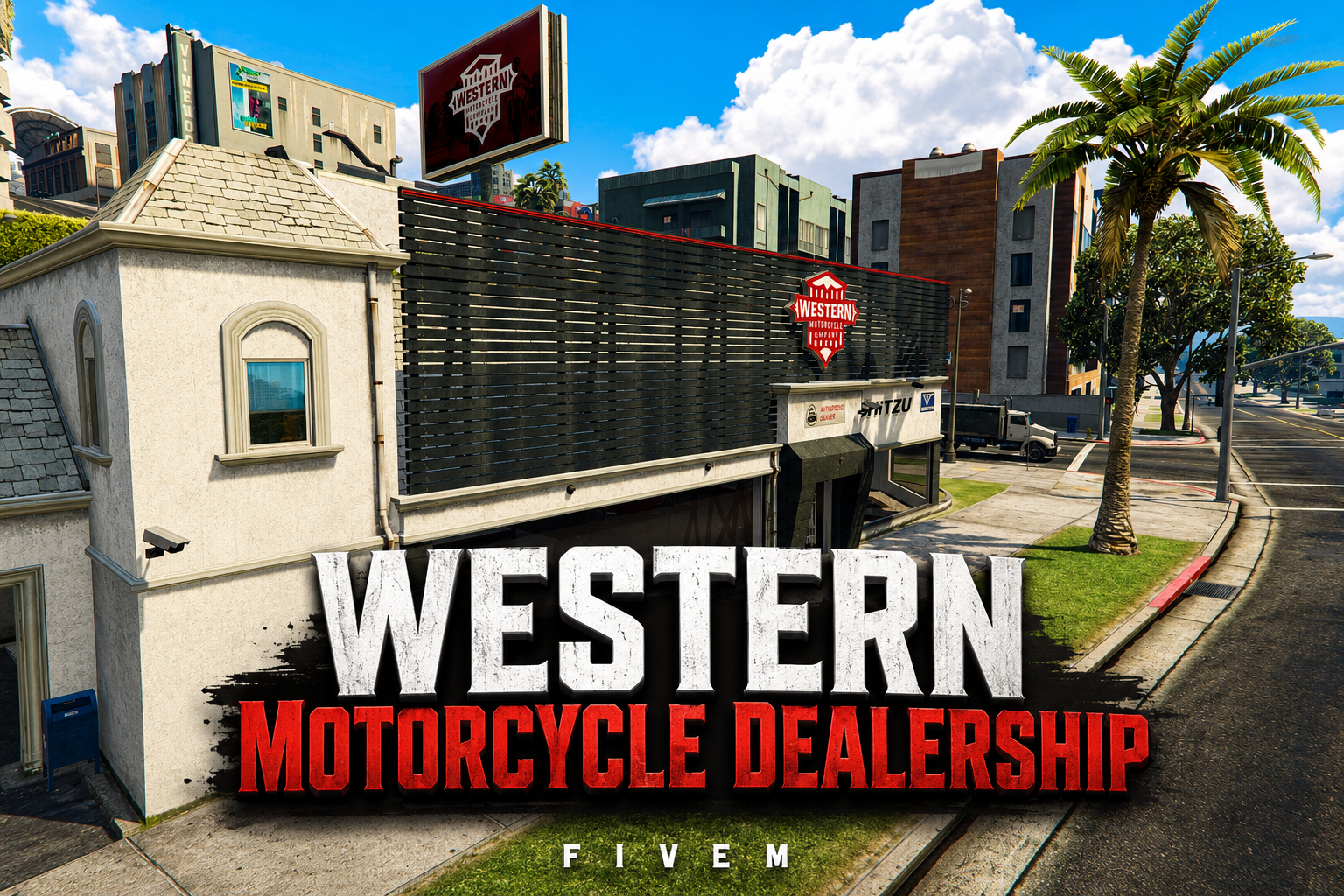 FIVEM Western Motorcycle Dealership | Custom Motorcycle Dealership MLO | Interior & Exterior | Showroom & Office | Lounge Area | Add-On | Optimized | Fivem Ready | High Quality
