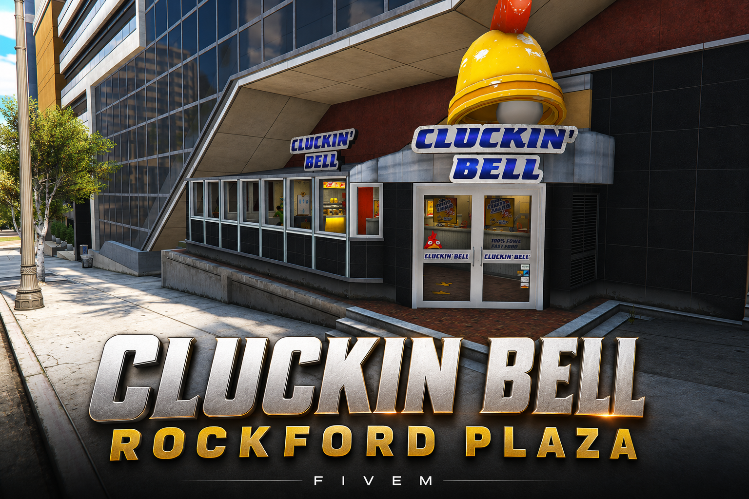 FIVEM Cluckin Bell Rockford Plaza | Fast Food Restaurant MLO | Interior & Exterior | Custom Props | Lore Friendly | Add-On | Optimized | Fivem Ready | High Quality