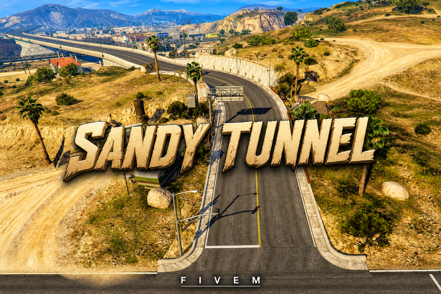 FIVEM Sandy Tunnel | Custom Map Add-On | Interior & Exterior | New Roads | Lighting | Add-On | Optimized | Fivem Ready | High Quality