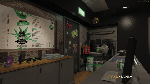 FIVEM Smokeys Weed Shop | Detailed Cannabis Dispensary MLO | Interior & Exterior | Custom Props | Outdoor Area | Add-On | Optimized | Fivem Ready | High Quality — image 7