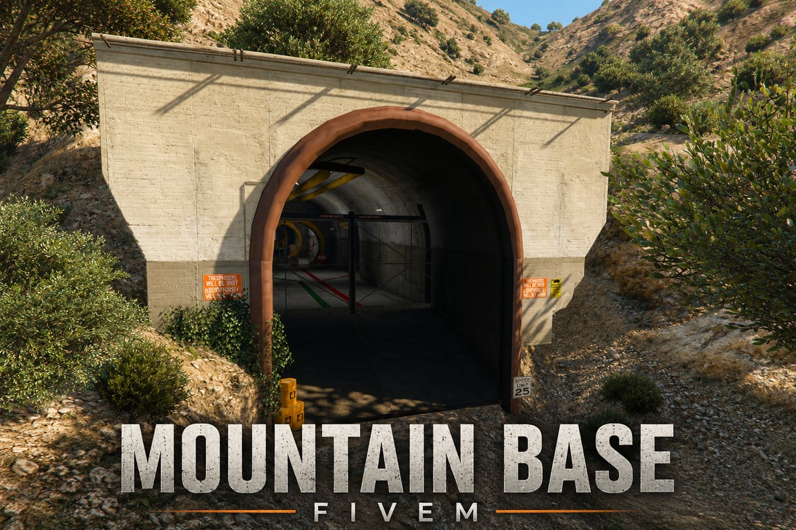 FIVEM Mountain Base | Secret Underground Base MLO | Interior & Exterior | Command Center | Lounge Area | Parking Garage | Add-On | Optimized | Fivem Ready | High Quality